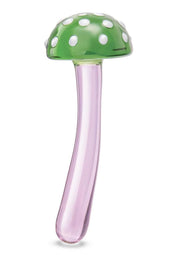 Glas Magic Mushroom Glass Dildo - Green/Pink - 7.5in